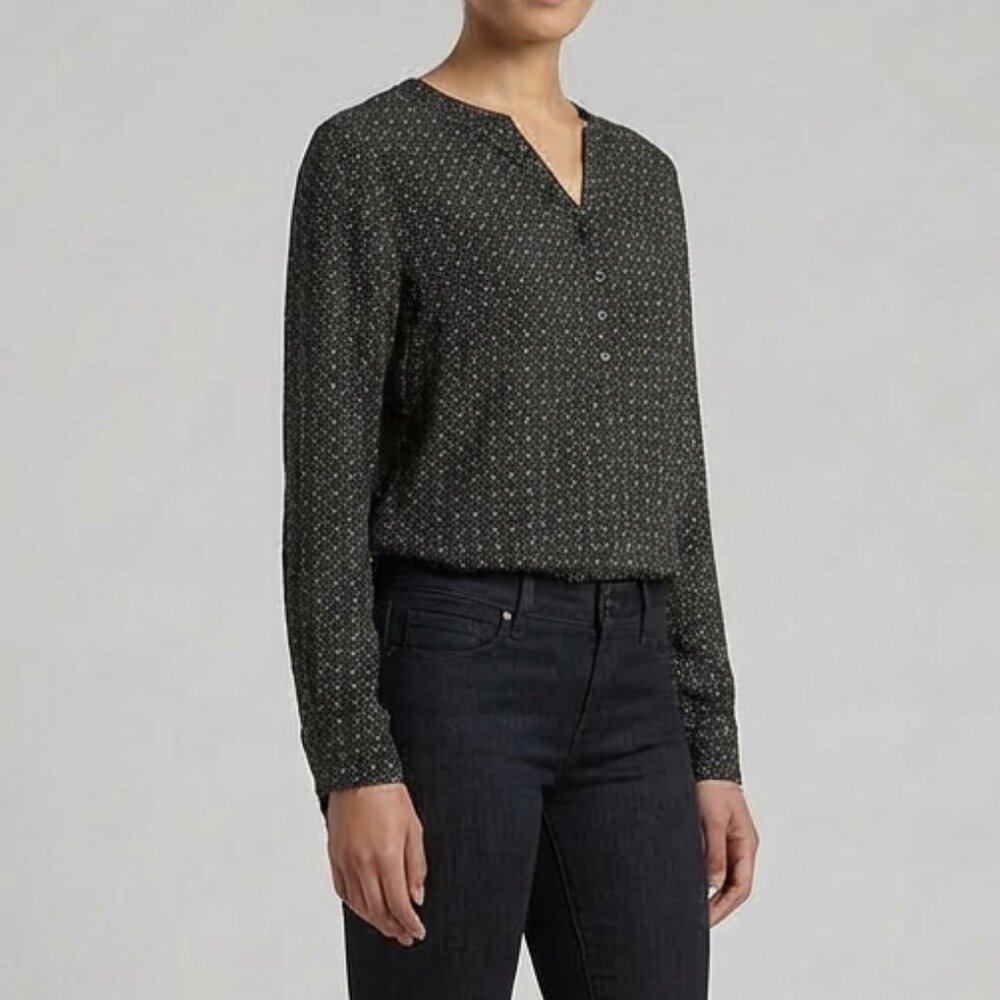 Violet & Claire Black Printed Long-Sleeve Blouse